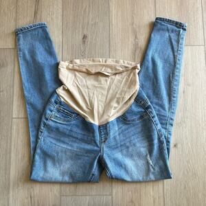 Indigo Blue Maternity Light Wash Distressed Skinny Jean Size S